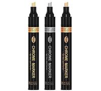 Cpolebev Liquid Mirror Chrome Markers Metal Pen Reflective Paint Pen 3 Colors Permanent Metallic Markers, 2-3mm Larger Application Area, High Gloss, Waterproof