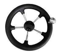 Cpolebev Marine 11 Inch Stainless Steel 5 Spoke Steering Wheel Heavy Duty Marine Boat Marine Replacement Boat Accessories Fit for Marine Yacht