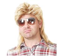 Cpolebev Mens Mullet Wig Shawl Curly Hair Wig 80s Costume Glam Accessories Cosplay Wig