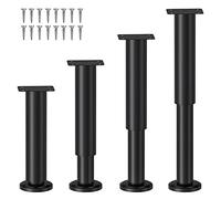 Cpolebev Metal Adjustable Furniture Legs 7.08-11.8 Inch, Table Legs Adjustable Height Replacement for Sofa/Dresser Set of 4 Black