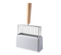 Cpolebev Metal Cats Litter Scoop with Holder Stand, Heavy Duty and Easy Clean Grey