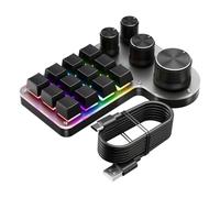 Cpolebev Mini Custom Keyboard 12 Keys 4 Knobs RGB BT Mechanical Keyboard Hotswap Programming Macro Gaming Keypad Black