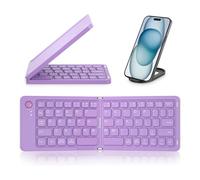 Cpolebev Mini Foldable Bluetooth Wireless Keyboard (Sync Up to 3 Devices), Portable Folding Keyboard for Android, Easy Install Easy to Use
