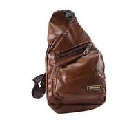 Cpolebev Mini USB Interface Plenty of Space Mens Casual Bag Fashion Outdoor Sling Bag Travel Day Pack PU Leather Chest Bag Crossbody Bag Single Shoulder Bag Light Brown