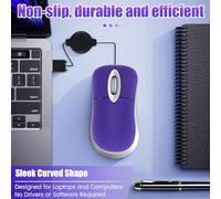 Cpolebev Mini USB Wired Mouse Retractable Tiny Small Mouse 1600 DPI Optical Compact Travel Mice for 98 2000 XP Vista Version