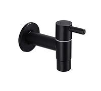Cpolebev Mop Sink Faucet 304 Stainless Steel Bathroom Washing Machine Faucet Outdoor Garden Single Cold Water Tap (Black)