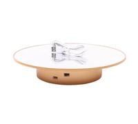 Cpolebev Motorized Turntable Display for Mannequin Head Wig Display Stand 360 Degree Electric Rotating Display Turntable Golden