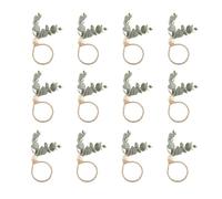 Cpolebev Napkin Rings Set Of 12 Rustic Eucalyptus Wooden Napkin Rings Boho Leaf Wood Bead Farmhouse Napkin Ring Holder
