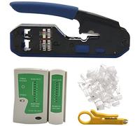 Cpolebev Network Cable Tester RJ45 Crimp Tool Kit CAT5 CAT5E CAT6 Crimping Tool Kit, 50PCS RJ45 CAT6 Connector Plug