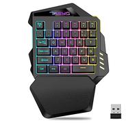 Cpolebev One Hand Wireless Gaming Keyboard RGB Backlit Portable Mini Keyboard Game Controller for PC Gamer