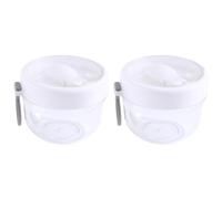 Cpolebev Overnight Oat Containers with Lid and Spoons 2PCS, 20Oz Portable Plastic Yogurt Jars,Leak-Proof Dessert Cups White