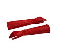 Cpolebev Pair of Stylish Red Solid Color PU Leather Long Gloves For Women