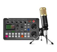 Cpolebev Podcast Equipment Bundle, Sound Card Microphone (120KHz/24 Bit) and Professional Audio Mixer for Streaming Gaming