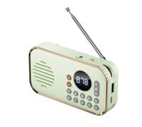 Cpolebev Portable FM Radio Rechargeable Small Wireless Bluetooth Speaker Surround Stereo Sound USB Vintage Radios Light Green