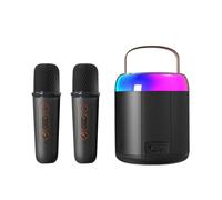 Cpolebev Portable Karaoke Machine Y2 KTV Bluetooth System Wireless Dual Microphone High-Fidelity Stereo Sound Black