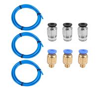 Cpolebev PTFE tube Ptfe Blue Tubing(1.5 Meters) With 3 Pieces Pc4-M6 Fittings And 3 Pieces Pc4-M10 Male Straight Pneumatic Pefe Tube Push Fitting Connector For 3D Printer 1.75Mm Filament