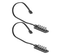 Cpolebev PWM Fan Hub Splitter, 4 Pin Black Sleeved 5 Way PC CPU Cooling Case Fan Extension Splitter Adapter Cable 40cm/15.7Inch