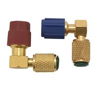 Cpolebev R12 to R134 a High/Low AC Fitting Port Retrofit Conversion Adapter, Quick Coupler Valve A/C 90 Degree Fitting