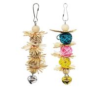 Cpolebev Rattan Balls Parrot Pet Bird Toy Bird Interactive Bite Chew Toys for Parakeet Cage Replacement Bird Playing Toys