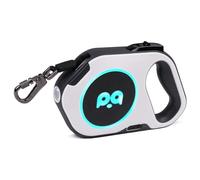 Cpolebev Retractable Dog Leash with Rechargeable LED Light - 16 Ft Strong Nylon Tape for Night Walks Up to 88Lbs Pet White 5 Meters