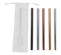 Cpolebev Reusable Drinking Straws-Wide Straws Straws Smoothie Bubble Tea Milkshakes Straws with Cleaning Brush,Carry Bag