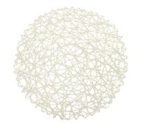 Cpolebev Round Paper Fiber Woven Place Mats Decorative Braided Natural Mat Holidays Parties Decor 15 inch Set Of 12 (White)