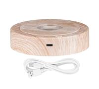 Cpolebev Round Stand Led Rotating Display Stand Base for Crystals Lighted Base 8 Light Modes Display Pedestals(Wood Color)