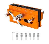 Cpolebev Self Centering Doweling Jig, for Straight Holes, Adjustable Width Woodworking Locator Set with 6 Drill Guide Bushings