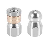 Cpolebev Sewer Jetter Hose Nozzle,High Pressure Washer Hose Nozzle,1 Button Nose Nozzle & 1 Rotating Nozzle,1/4 Inch Pack of 2