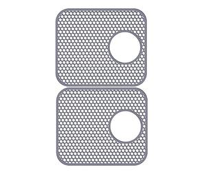 Cpolebev Silicone Sink Mat, 2 Pack Sink Protectors for Kitchen Sink with Rear Drain, Folding Non-Slip Heat Sink Mat