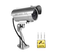 Cpolebev Simulation Solar Camera Outdoor Surveillance Simulation Fake Camera Dummy Cam with LED Light Silver