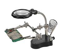 Cpolebev Soldering Iron Table Bracket with Welding Magnifying Glass Digital Equipment Maintenance Tool Table with LED Lamp