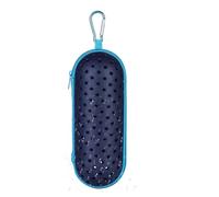 Cpolebev Swim Goggle Case for Swimming Goggles, EVA Carrying Case with Drain Hole Zipper Sunglasses Case with Clip Blue
