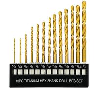 Cpolebev Titanium Hex Drill Bit Set 135 Degree Tip HSS Impact Drill Bit Set for Metal, Wood Quick Change Design