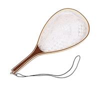 Cpolebev Trout Fishing Net Soft Rubber Catch and Release Fish Net with Wooden Handle Frame