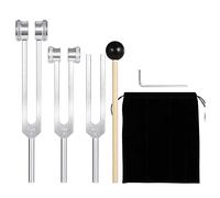 Cpolebev Tuning Fork Set (128Hz, 256Hz, 512Hz) of 3 Pack,Tuning Forks with Reflex Hammer for Sound Healing Sound Vibration Tools