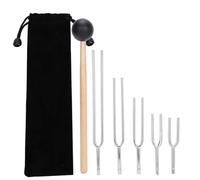 Cpolebev Tuning Fork Sound Healing Tool Set 128HZ 256HZ 512HZ 1024HZ 2048HZ Tuning Fork Silver Aluminum Alloy Tuning Fork Sound Healing Tool Set