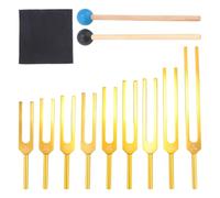 Cpolebev Tuning Forks Set 9Pcs 174/285/396/417/528/639/741/852/963Hz Tuning Fork, Sound Healing Tool Set for Healing Chakra Gold