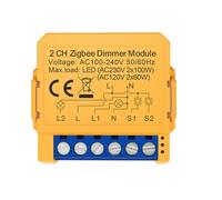 Cpolebev Tuya Zigbee Smart Dimmers Switch Module 2CH Control LED Lights Dimmable Switch Stepless Dimming+Voice Control
