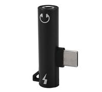 Cpolebev Type-C Audio Adapter Hook Call Music Charging 2-in-1 3.5mm Round Hole Earphone Converter