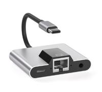 Cpolebev Type-C to Ethernet LAN Network Adapter Hub USB C to 3.5mm Audio PD Fast Charging Docking Station for Laptop Mobile Phone Easy Install