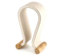 Cpolebev U Shape Leather Headphone Holder Tabletop Support Headset Display Stand for PC Gaming Earbuds Shelf Hanger,Creamy-White