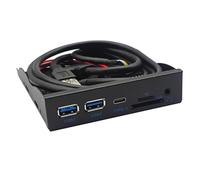 Cpolebev USB Front Panel HUB 5Gbps 2 X USB3.0 + 1 X TYPE-C + TF/SD + HD AUDIO 3.5mm Earphone Jack Mic Adapter for Desktop