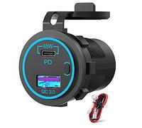Cpolebev USB Outlet for Laptop USB C Car Charger Socket 65W PD 12V Black for Car Boat Truck