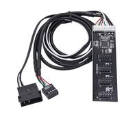 Cpolebev USB2.0 Header Splitter IDE 9 Pin 1 to 4 Extension Hub Splitter with/IDE Interface Cable for PC Mainboard Adapter