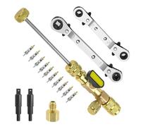 Cpolebev Valve Core Remover Installer Tool&HVAC Service Wrench Set, Refrigeration Wrench with Bit Adapters,10Pcs Valve Core Easy Install