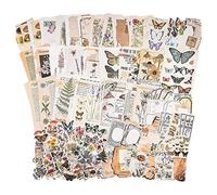 Cpolebev Vintage Scrapbook Supplies Pack (200 Pcs) for Art Journaling Junk Journal Planners DIY Paper Stickers (B)