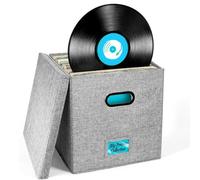 Cpolebev Vinyl Record Storage Box with Lid and Handles, LP Record Organizer, Stylish Home Decor, Protective Album Holder