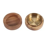 Cpolebev Walnut Ashtray with Lids Windproof Wooden Ashtray Portable Ash Holder for Smokers Desktop Office,Men's Gift(Gold)