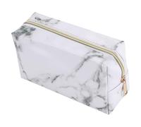 Cpolebev White Marble PU Stationery Pencil Case Pouch Makeup Bag with Gold Zip for Woman's Teenagers